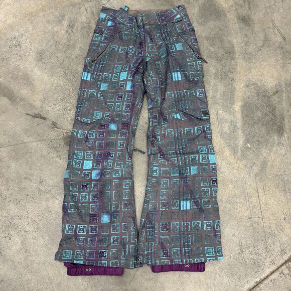 DC ACE K Snowboarding Pants Girls Size Medium Teal Purple AOP - Picture 1 of 16